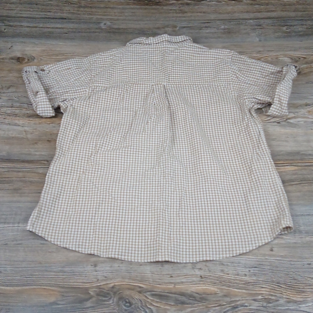 Short Sleeve Button Down Checkered Patterned Ligh… - image 8